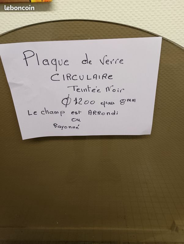 Plaque de verre circulaire de 1200 epais 8 mm (image 2)