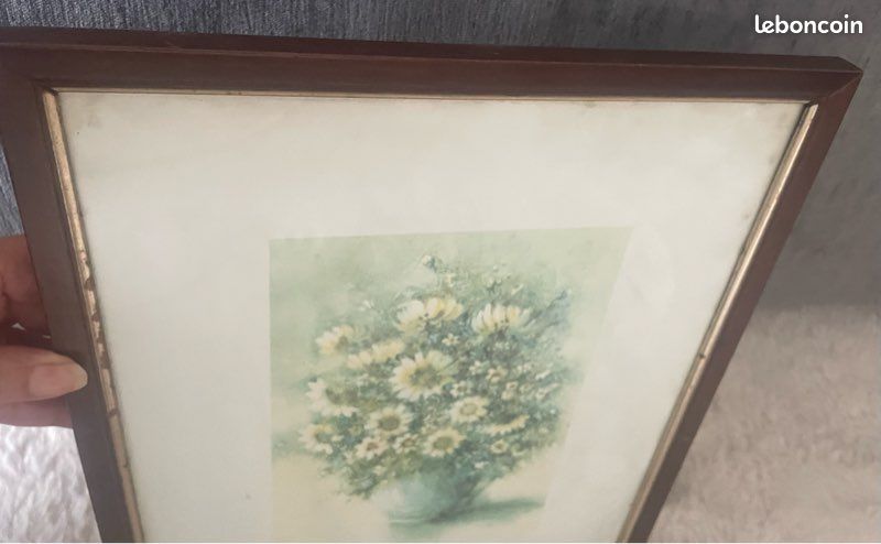 Reproduction encadrée bouquet de fleurs style vintage - 26,5 x 32,5 cm (image 5)