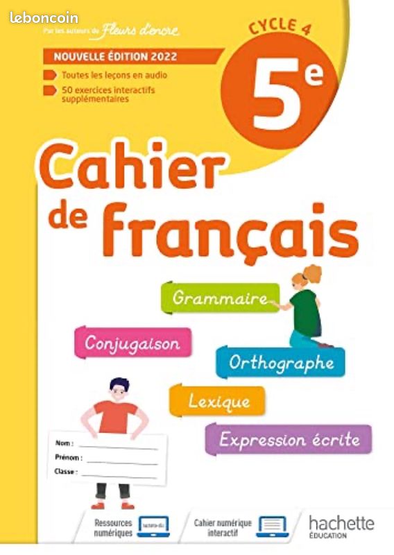 Cahier de français 5eme Hachette (image 1)