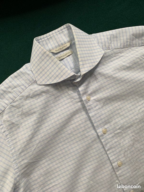 Chemise Suitsupply blanche à carreaux bleus neuve sans étiquette (image 8)