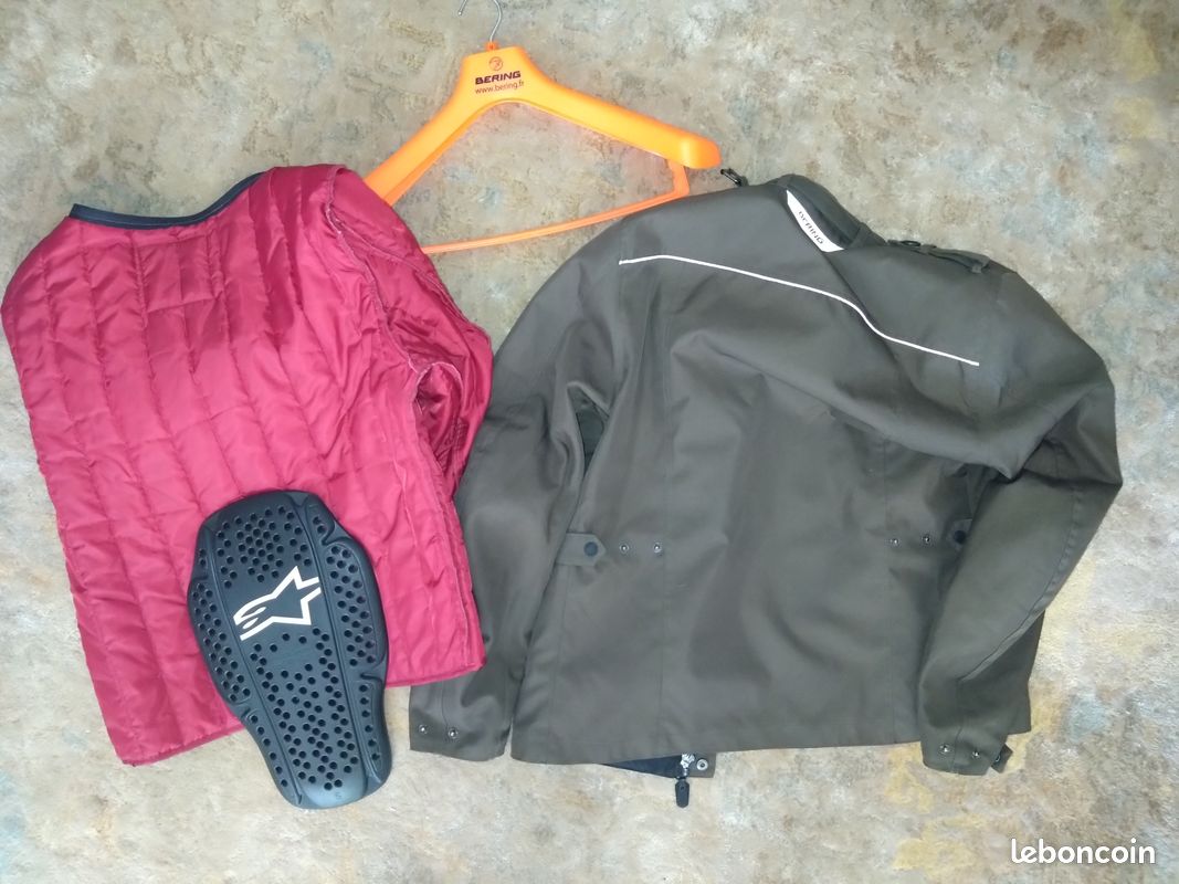 VESTE MOTO BERING - Modèle NORRIS Kaki (Réf. BTV339) + DORSALE Alpinestars CE Niveau 2 (image 2)