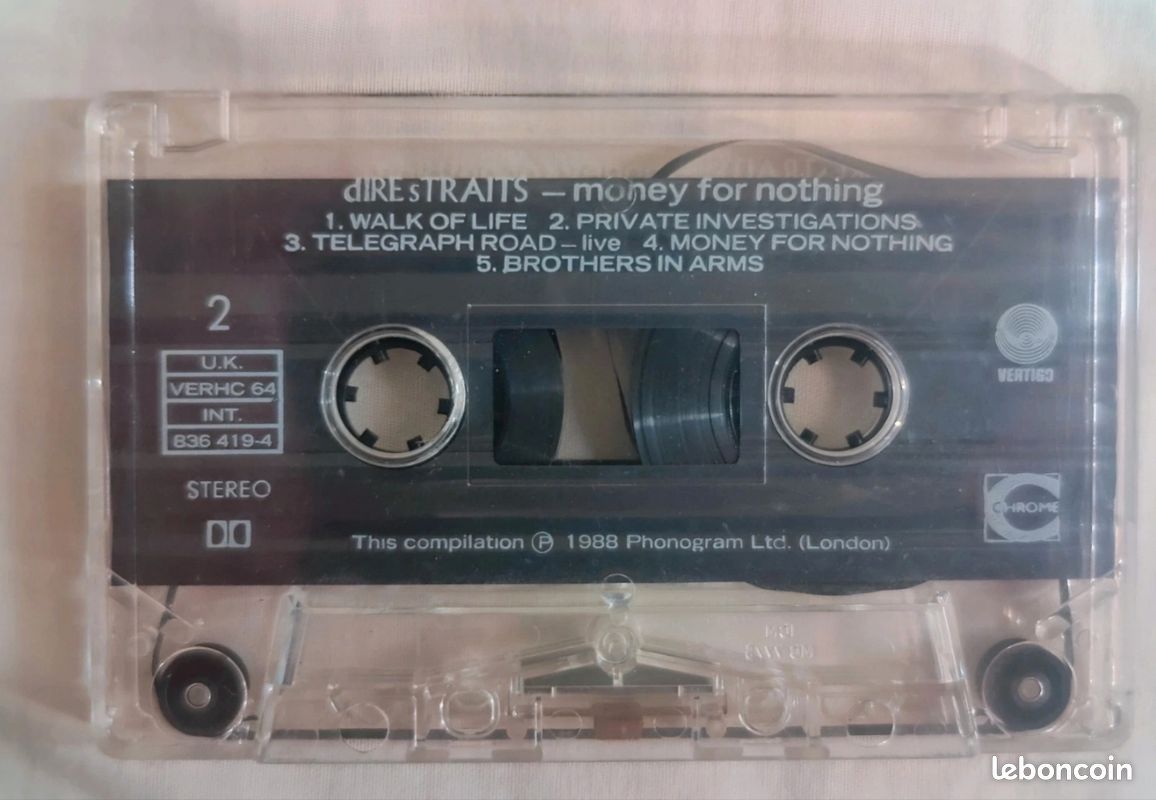 Cassette audio vintage Dire straits money for the nothing (image 3)