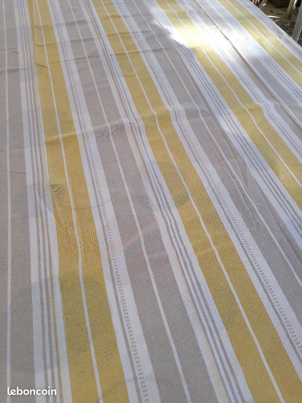 Nappe rectangle coton rayee jaune (image 2)
