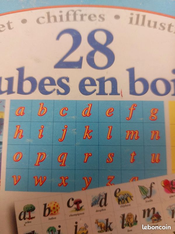 Boîte de 28 cubes en bois- 6 faces (image 4)