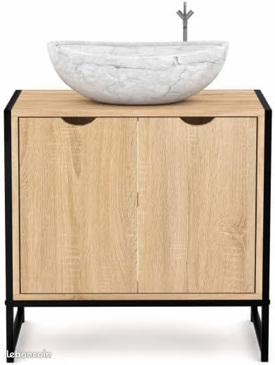 Meuble sous-lavabo salle de bain design industriel (image 4)