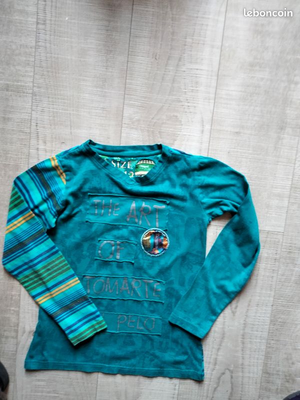 T-shirt Desigual Pour Garçon 11-12 Ans - Taille 146, Motif Bonhomme, Gris, Occasion En Excellent état