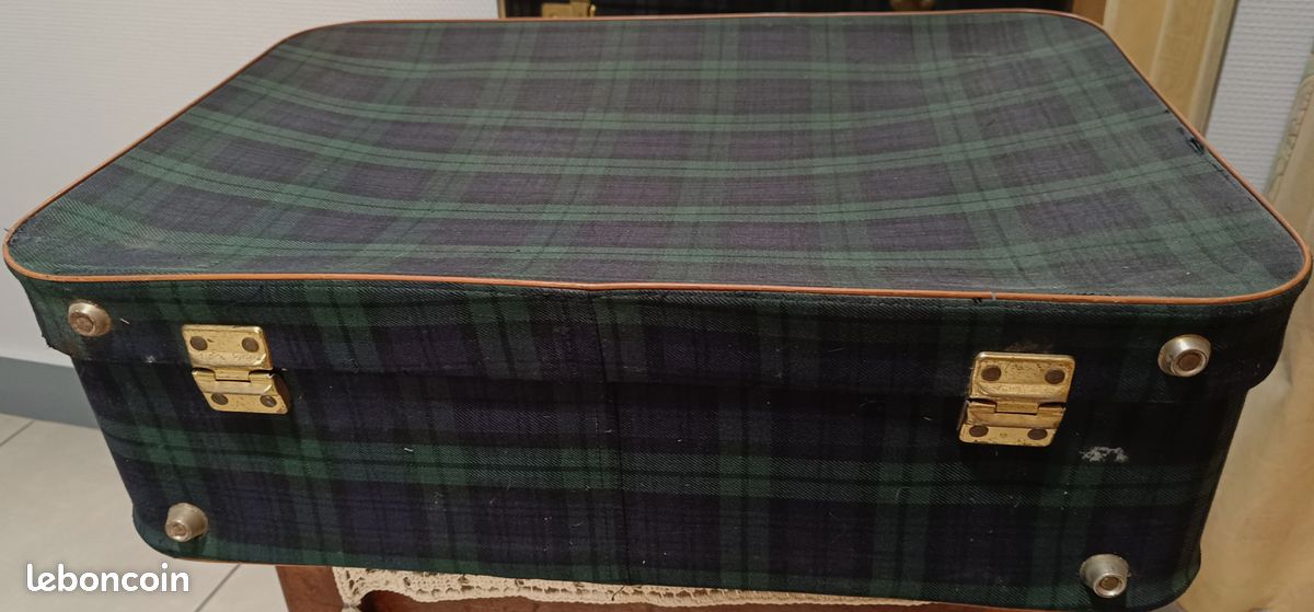 Valise vintage en tissu écossais et skaï | Selency Valise vintage en tissu écossais et skaï | Selency