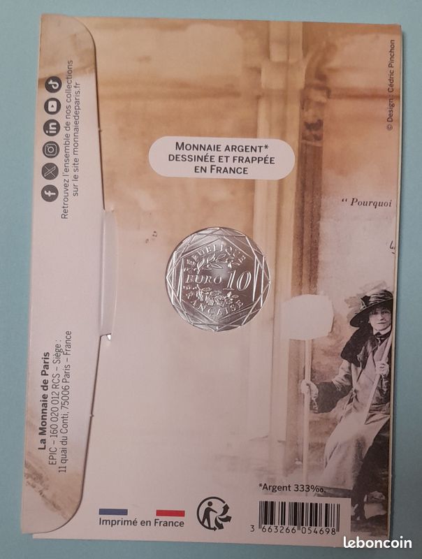 10 euros 80 ans du droit de vote des femmes - Collection 10 euros 80 ans du droit de vote des femmes - Collection