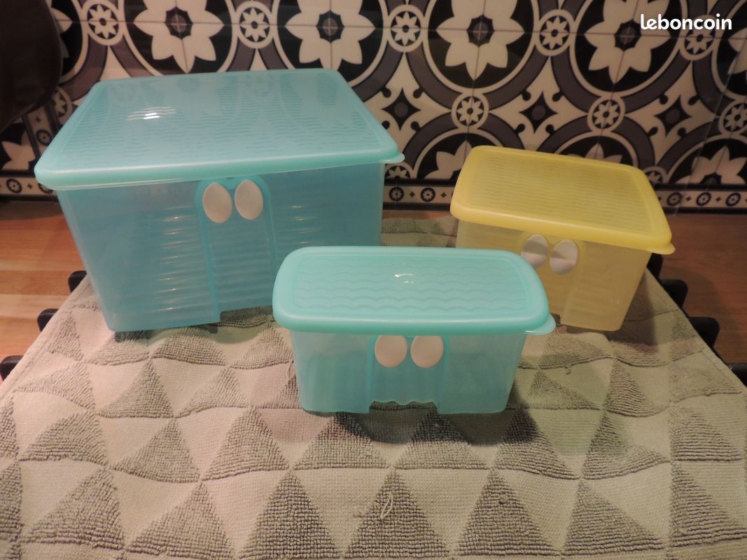 TUPPERWARE Lot 2 Boîtes BLEUES Ventilées À Clapets Ventilo