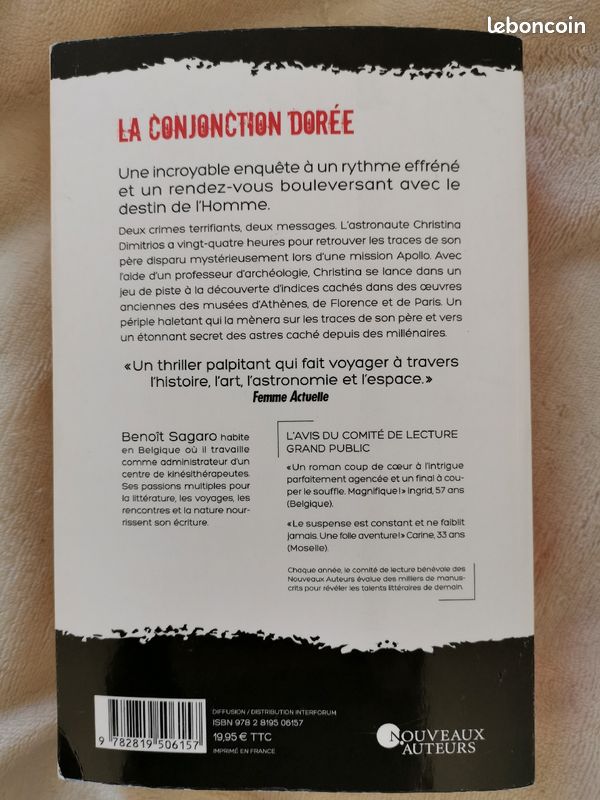 Roman thriller "La conjonction dorée“ prix femme actuelle 2020 (image 3)