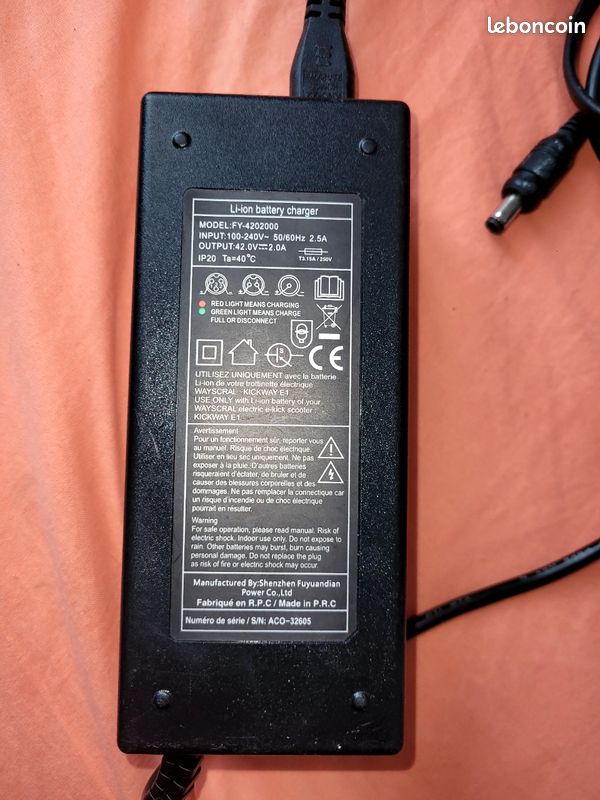 Trottinette Ã©lectrique Wayscral Kickway E1 Chargeur D'origine