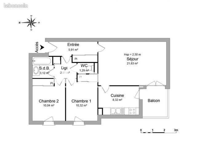 Appartement 3 pièces 63 m² · à Pau · 63 m² · 780 €/mois
