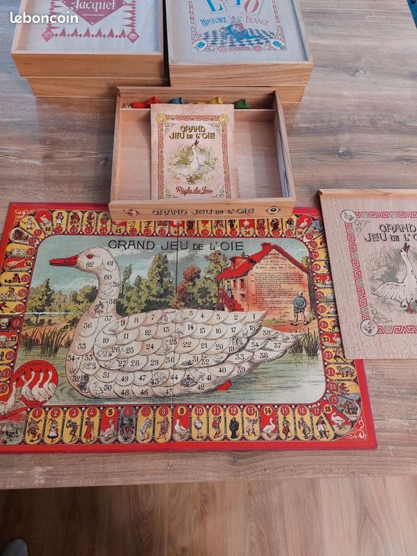 Lot de 6 jeux de société vintage en bois complets édition atlas - Jeux & Jouets