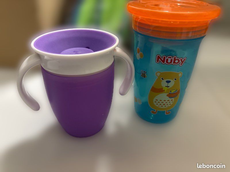 Lot de 2 verres apprentissage (1 avec anse) (image 1)