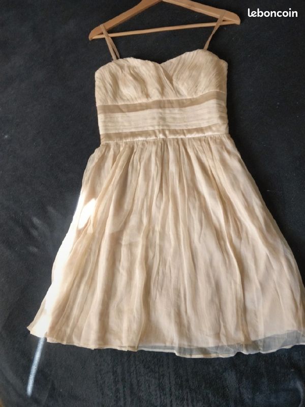 Robe bustier en soie beige Mango Taille S (image 1)