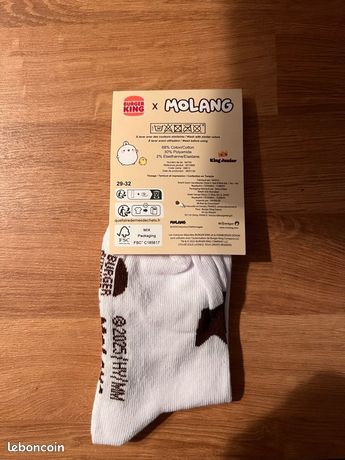 Chaussettes Burger King X Molang - Taille 29-32 - Design Pui Pui Et Whopper - Coton - Neuf Avec étiquettes