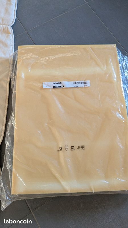 Housse blanc cassé modèle Knisa pour chaise Ikea Poang, avec son garnissage (image 2)