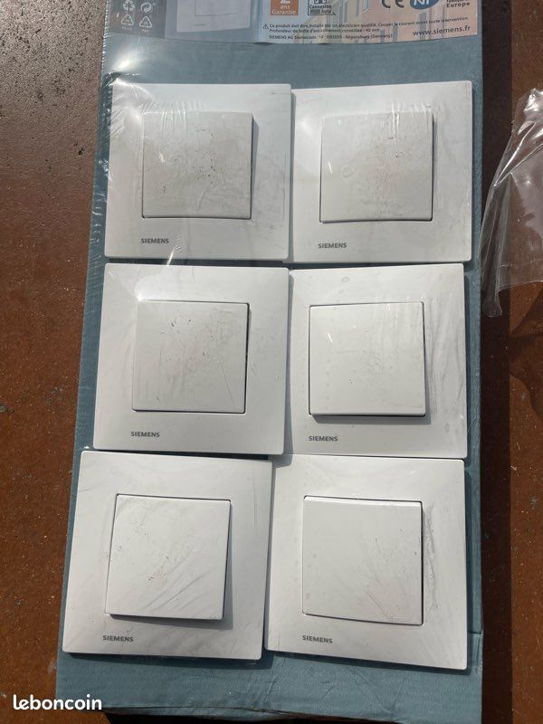 Prises de courant 2P+T + interrupteur SIEMENS neuf complet blanc (image 3)