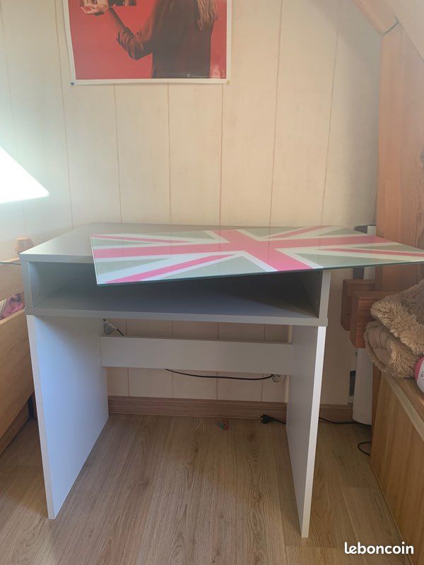 Bureau gris et blanc adolescent + plaque UK (image 6)