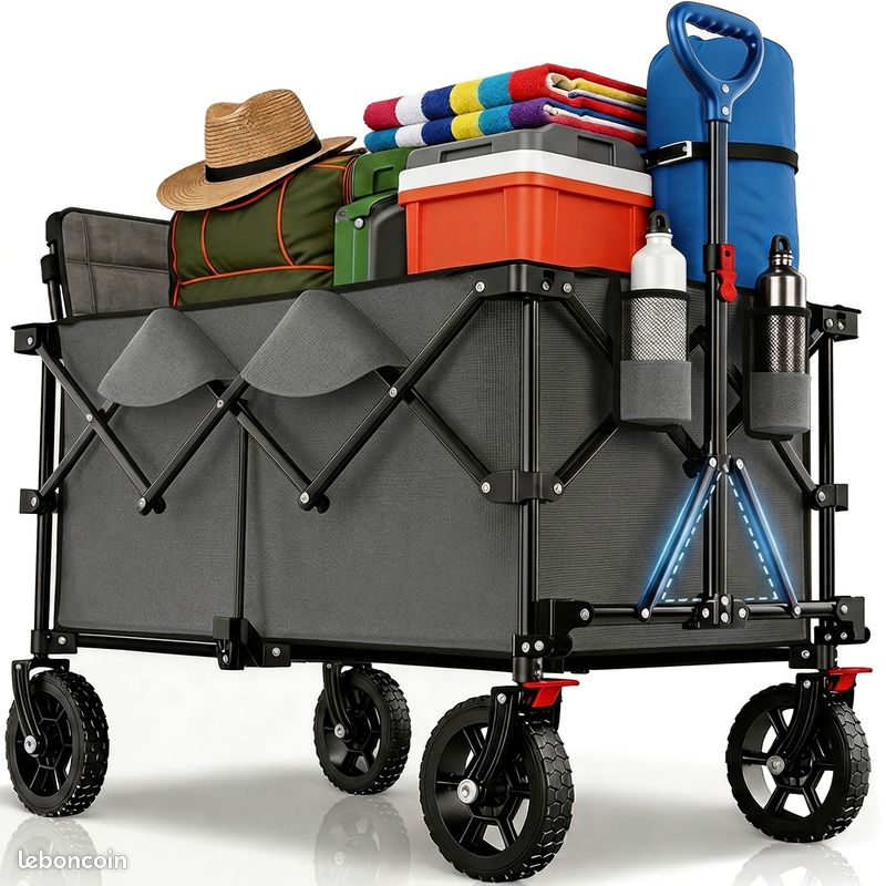 Chariot pliable XXL 200 L tout-terrain - Gris foncé (image 1)