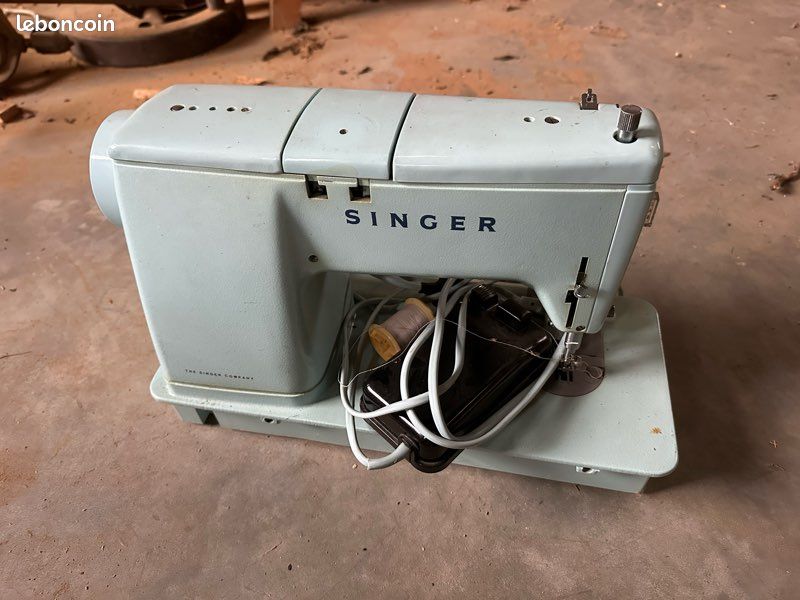 Machine à coudre Singer ancienne bleue (image 2)