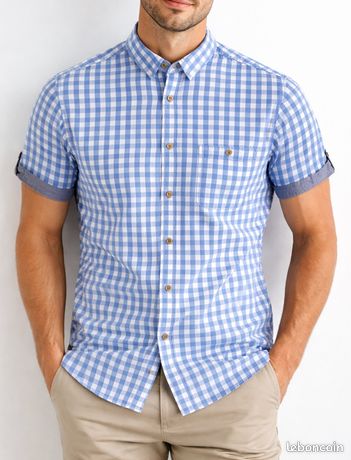 Chemise ml bleu marine à carreaux