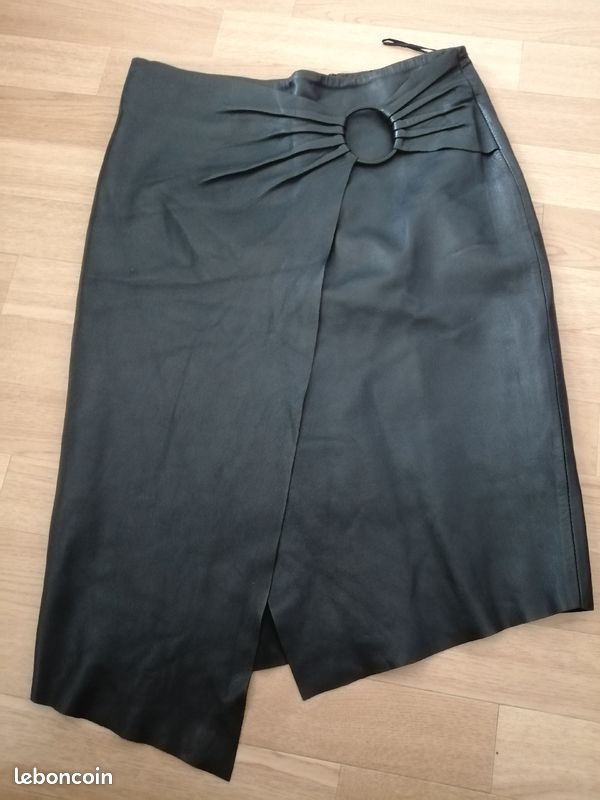 Jupe vrai cuir mango (image 1)