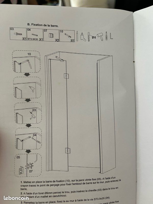 Porte de douche pivotante 90x195 * neuf (image 4)
