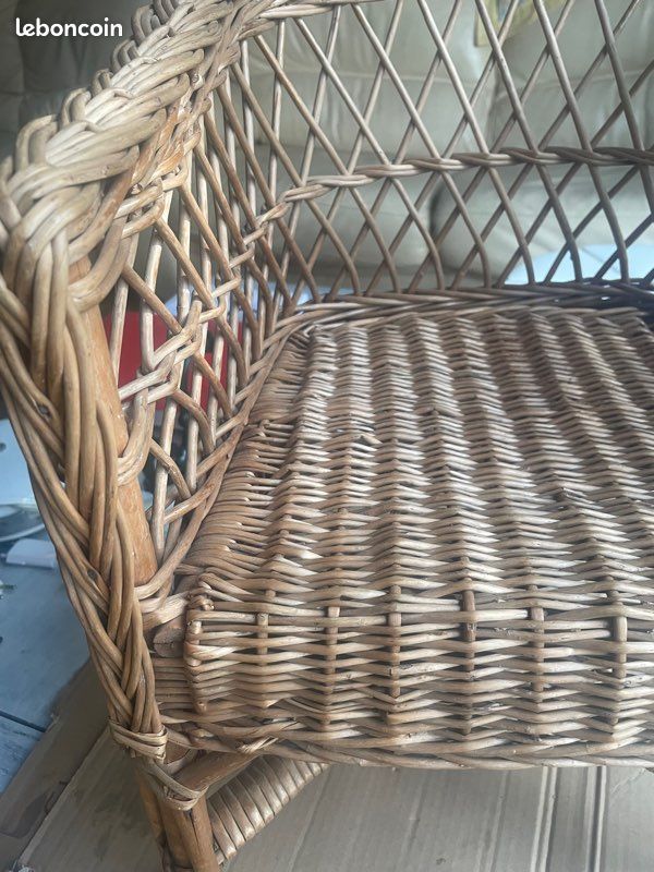 Fauteuil enfant en osier vintage (image 6)