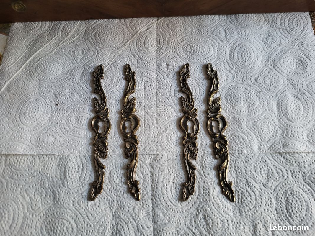 Lot De 3 Entrées De Serrure Laiton – Style Louis XV, 12,5 X 7,7 Cm, état Neuf