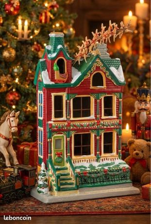 DÉCO BOIS MAISON PÈRE NOËL RÉSINE 15X8X4CM ROUGE - Maison