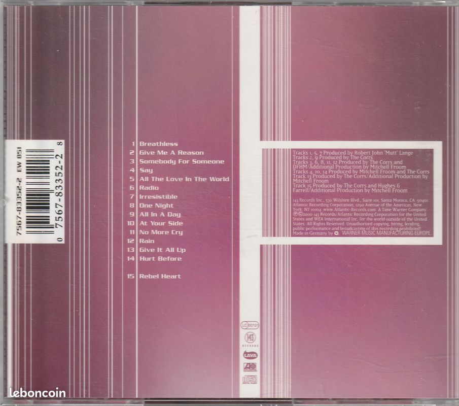 CD The Corrs "In Blue" (image 2)