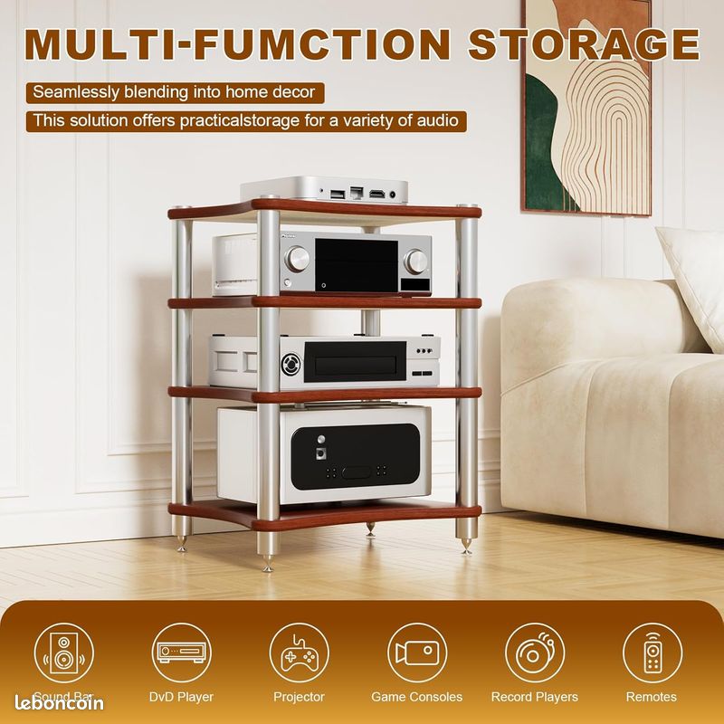Étagère multimédia AV mobile pour tourne-disque, meuble TV