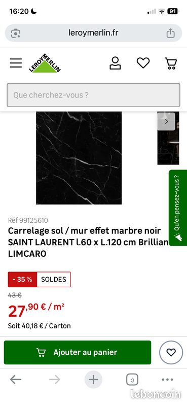 Grands carrelages faux marbre noir haute qualité (image 3)