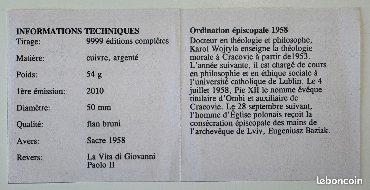Pièces Commémoratives La Vie de Jean Paul II - CERTIFICATS (image 3)