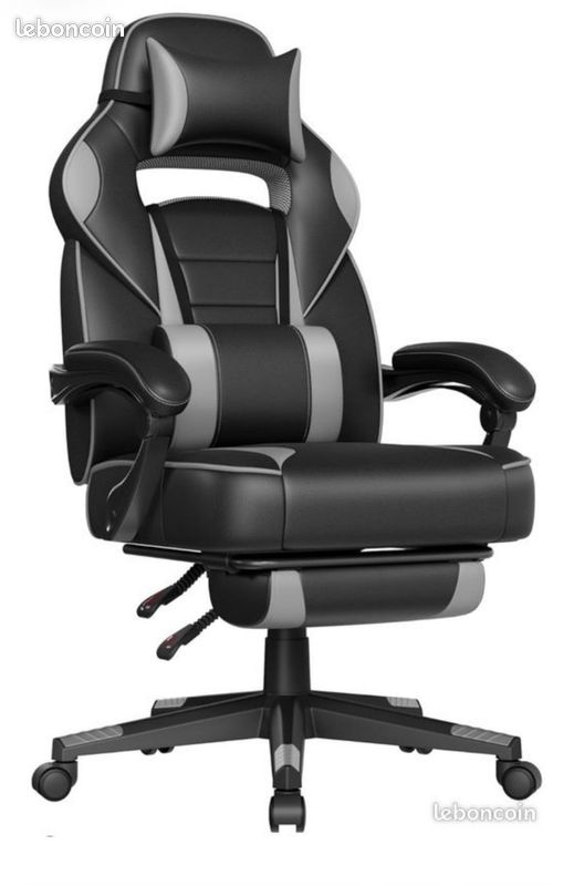 Fauteuil de bureau / gaming noir et gris – Très bon état (image 1)