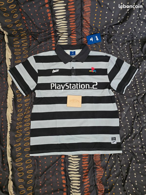 PlayStation x STWD Pull and Bear Polo Tee Shirt Stripes Logo