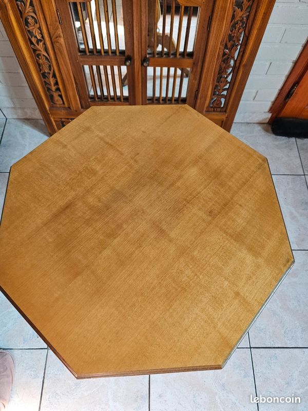 ​Guéridon octogonal en bois – Table d'appoint vintage (image 2)