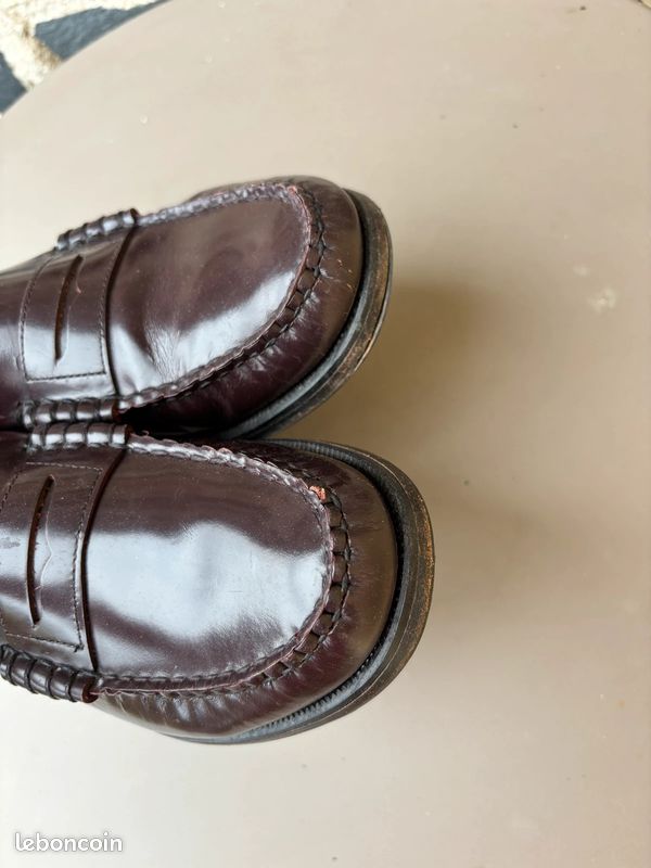 Mocassins Penny Loafers Sebago en Cuir marron / bordeaux | Taille 41 #SLCM395 (image 3)
