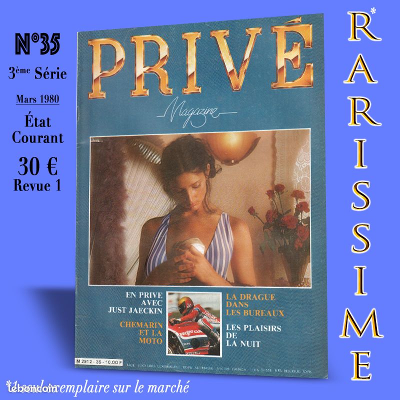 N°035 PRIVÉ Magazine_Série 3_Mars 1980_Classification Dewey 704 948-Erotisme_Rarissime_État Courant_1 (image 1)