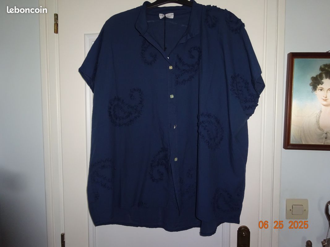 Chemise Neuve Sissi Fashion Taille 48-52 Marine - Avec étiquettes, Coupe Régulière
