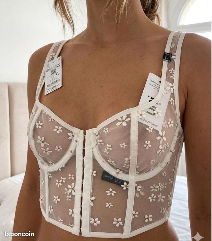 Crop Top / bustier mauve Jennyfer S (Neuf avec emballage d'origine) à