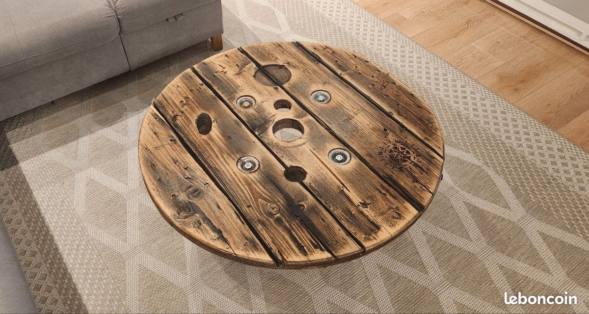 Table basse artisanale touret bois (image 2)