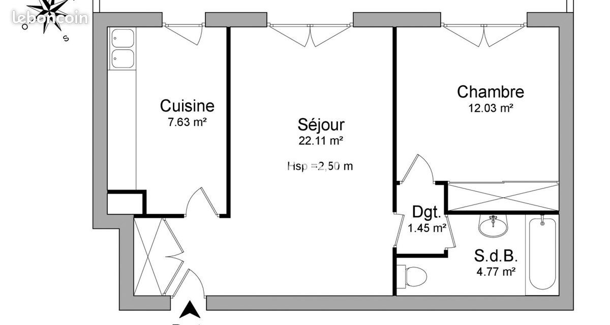 Appartement 2 pièces 48 m² · à Rueil-Malmaison · 48 m² · 1 114 €