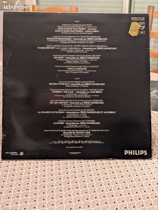 Gainsbourg "Musiques de film" vinyl 1979 (image 2)