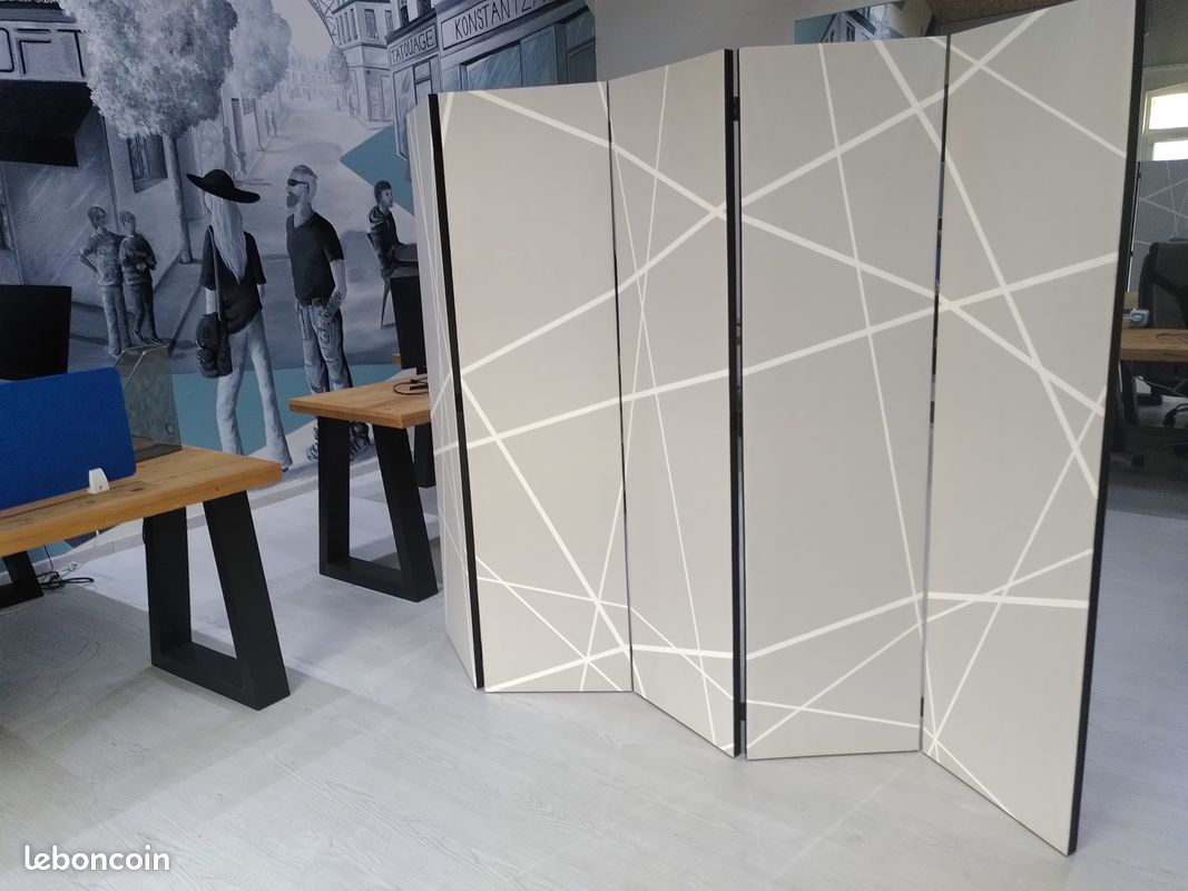 Paravent Murando – Blanc, Design Moderne, Neuf (défaut D'emballage)