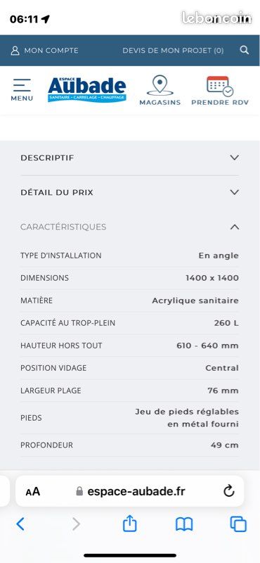 Baignoire d’angle neuve (image 3)