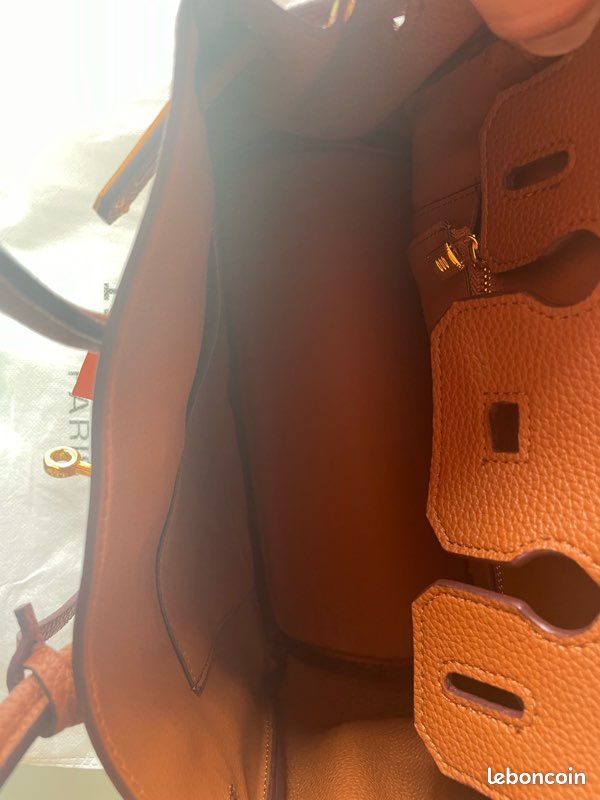Sac à main en cuir véritable marron 25cm (image 5)