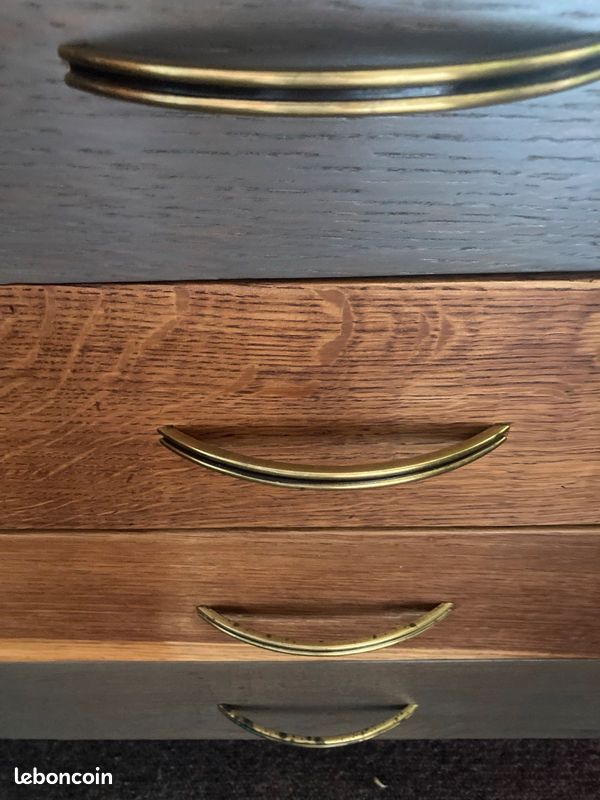 Bureau Vintage en chene pieds compas (image 5)