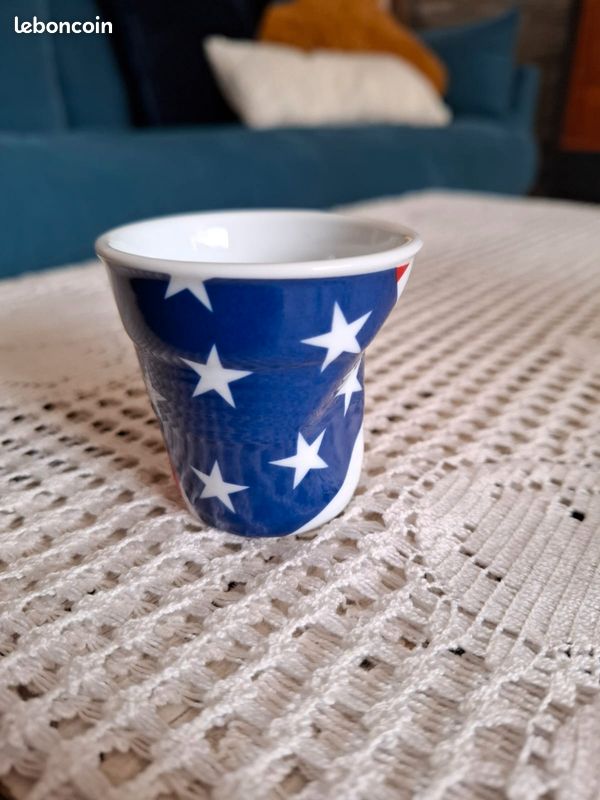 Lot De 7 Tasses à Café Revol - Collection Froissé - Rouge Brillant - Très Bon état